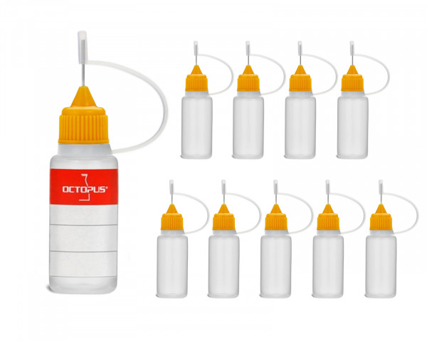 10 x 10 ml Nadelflaschen für Öle, Farben etc. mit oranger Nadelkappe